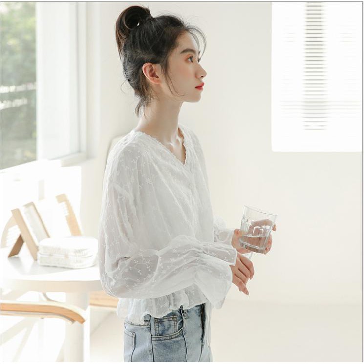 [CÓ SẴN HÀNG QC] Áo khoác mỏng voan ren chiffon lưới cardigan kimono