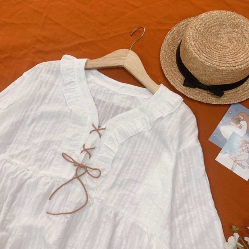 áo babydoll đan dây vintage ảnh thật