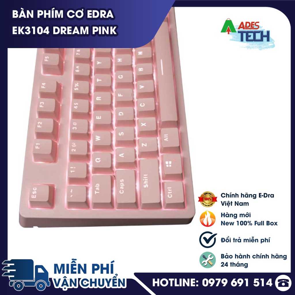 Bàn Phím Cơ EDRA EK3104 Dream Pink Phiên Bản Nâng Cấp 2021 - Bảo hành 24 tháng
