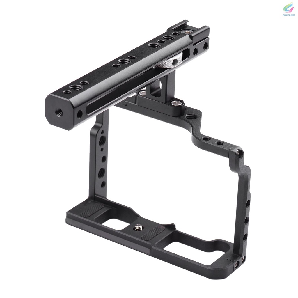 FY Andoer Aluminum Alloy Camera Cage Kit Protective Vlog Cage with Metal Top Handle Film Making System with Cold Shoe for Microphone Fill Light Compatible with Fujifilm X-T3 X-T2 ILDC Camera