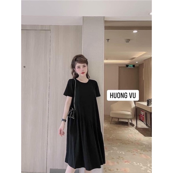 Váy suông cotton đuôi cá tay bồng