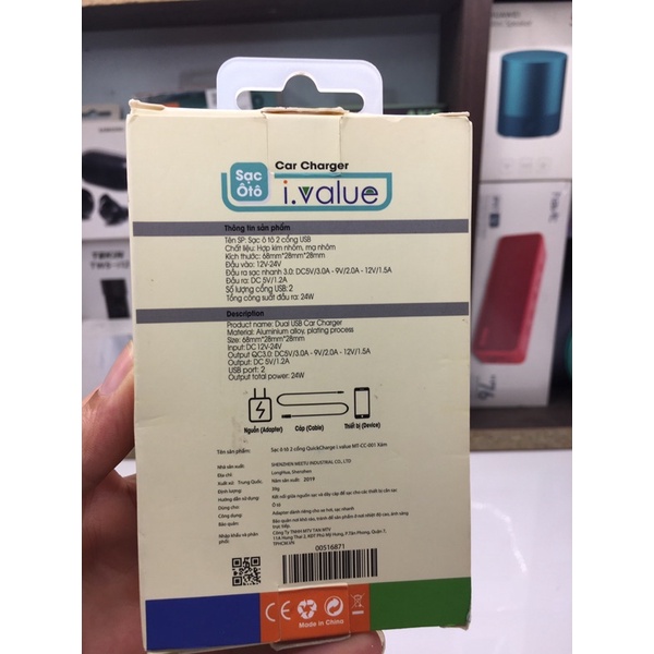 [Quick Charge 3.0 18W ] Tẩu Sạc Nhanh ô tô 2 cổng ivalue MT-CC-001 - Hàng chính hãng
