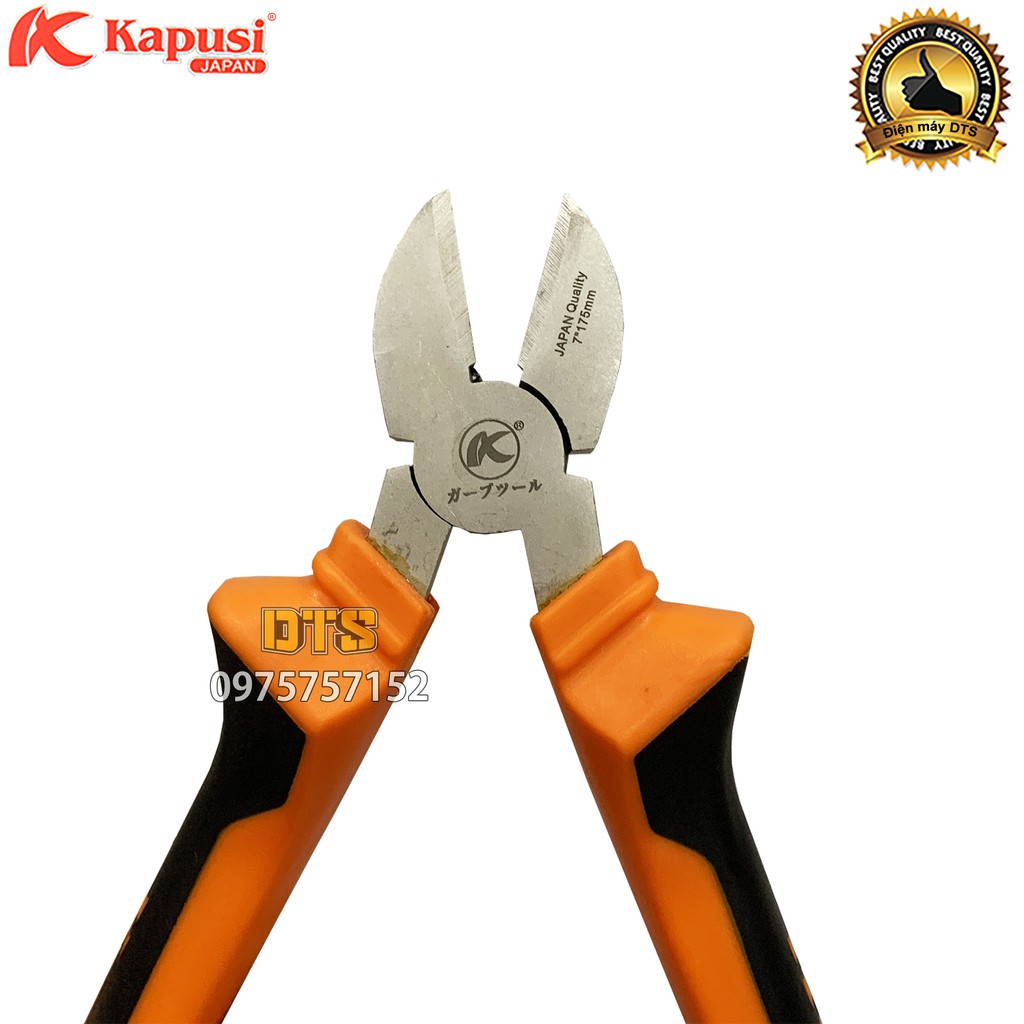 Kìm cắt công nghiệp kiểu Nhật Kapusi JAPAN 7 inch, hợp kim thép Niken cao cấp, thiết kế tiên tiến tiết kiệm 30% lực bấm