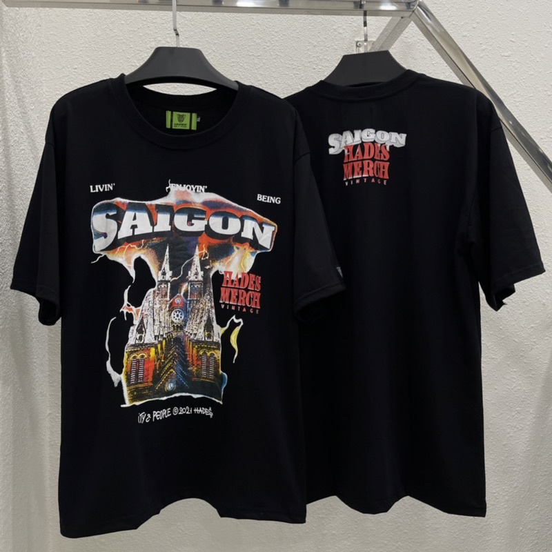 Áo thun Hades SAIGON SPIRIT BLACK nam nữ áo thun tay lỡ hades sài gòn, Áo Hà Nội Spirit tee Hades  nam nữ phong cách trẻ