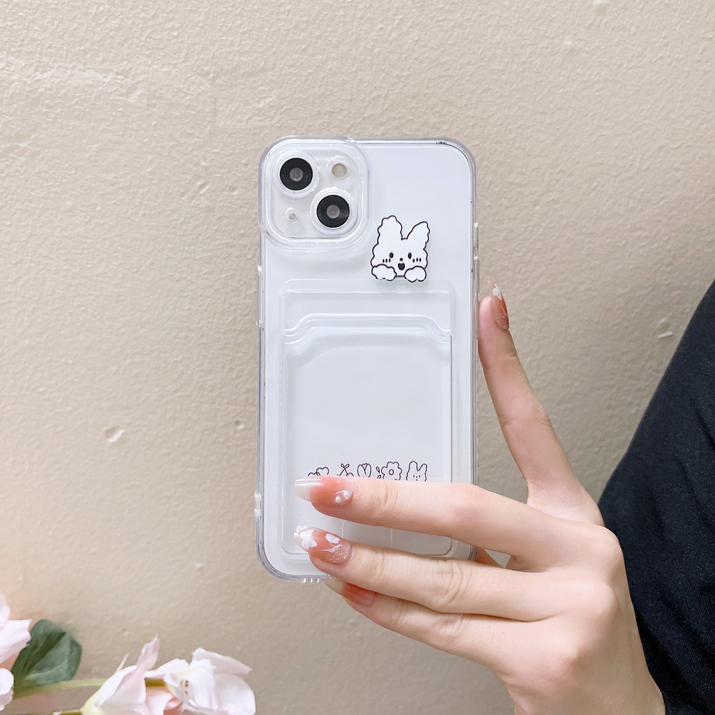 Ốp Điện Thoại Trong Suốt Chống Sốc Có Ngăn Đựng Thẻ Cho iPhone 14 13 12 11 Pro Plus Xs Max XR X 8 7 Plus