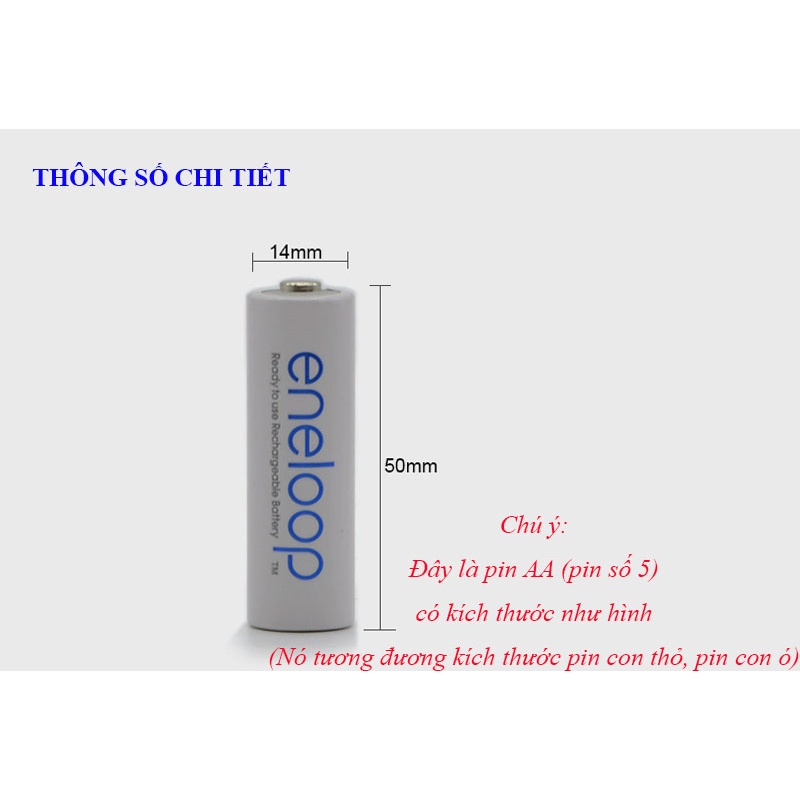 Combo 04 viên pin tiểu AA sạc lại Eneloop 1900mAh có thể sạc lại 2100 lần, có thể thay thế pin 1,5V