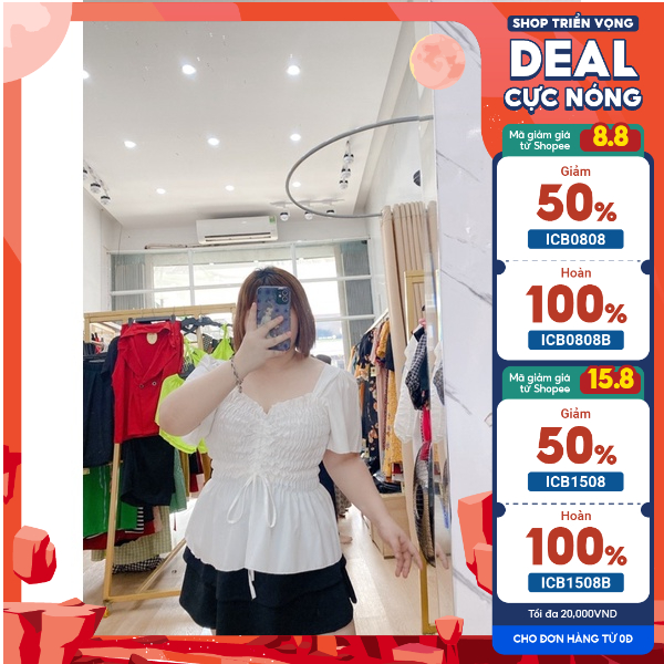 Áo nhún hoa nhí Bigsize tay ngắn 50-85kg form peplum. Hình thật Bụ Bẫm shop