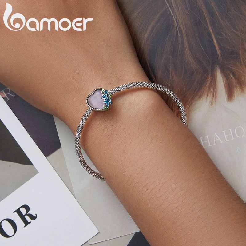 Mặt dây Bamoer bằng bạc 925 nhiều kiểu tùy chọn thời trang DIY