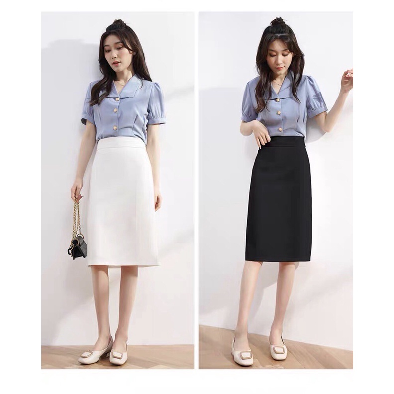 Chân Váy Công Sở Chân Váy Chữ A Xẻ Sau Che Gối A60 Susuclothing