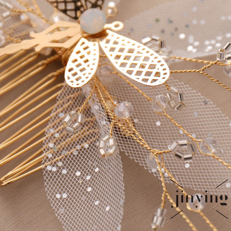 GETNOIVAS Lược Cài Tóc Hình Bướm Đính Đá Lấp Lánh Cho Cô Dâu