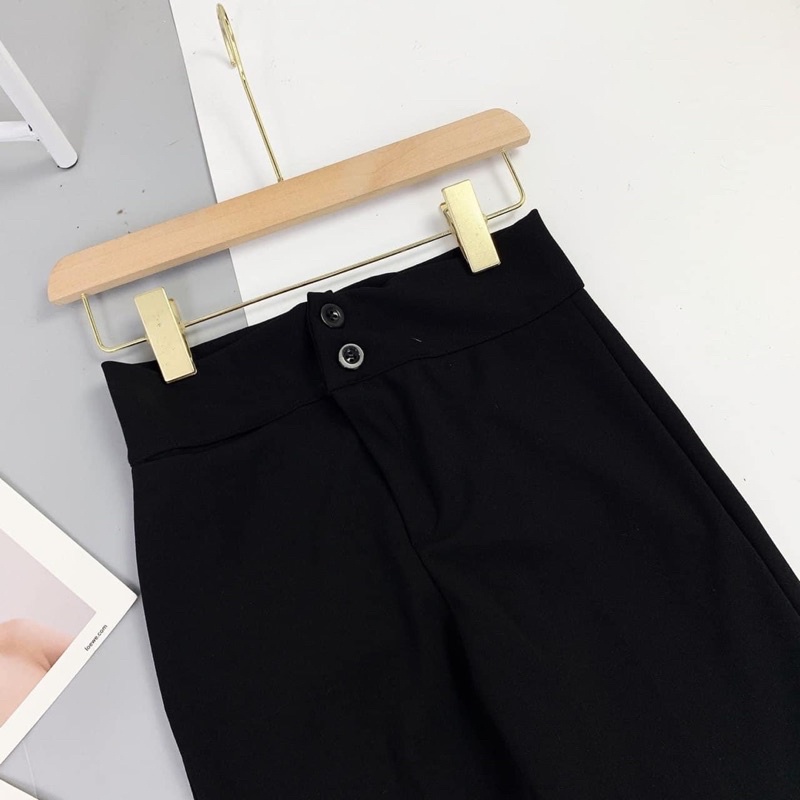 Quần tây ống loe cạp to 2 khuy dáng dài -Quần tây công sở dày dặn phối áo PL53