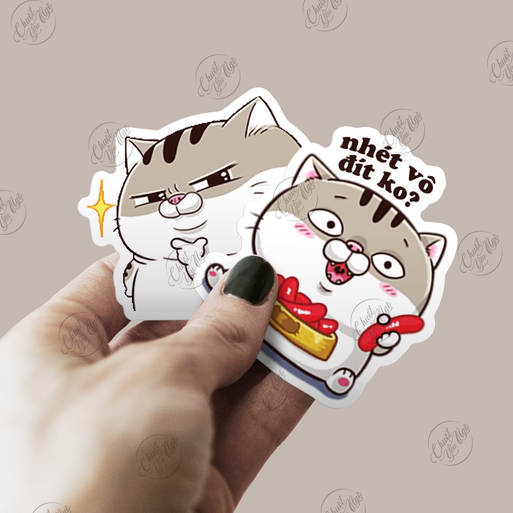 Combo 100 sticker mèo Ami bụng bự dễ thương trang trí nón bảo hiểm xe máy hình dán chống thấm nước