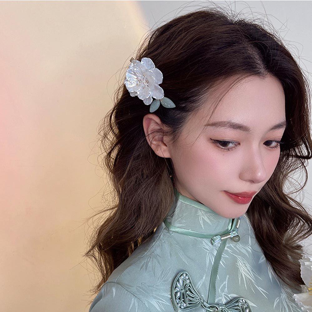 Kẹp Tóc Mỏ Vịt Hình Hoa Trà Thanh Lịch Cho Nữ