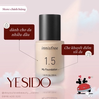 Kem nền trang điểm innisfree My Foundation 1.5 30ml độ che phủ hoàn hảo giảm thiểu sự tối màu da, giúp màu bền cả ngày