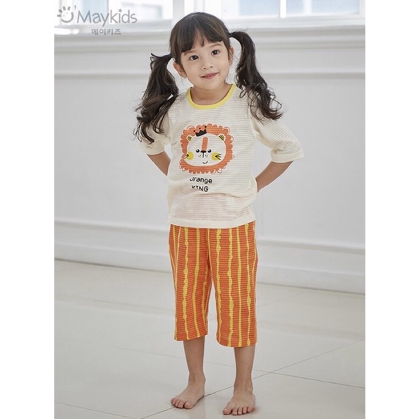 Bộ quần áo trẻ em gấu cam Maykids