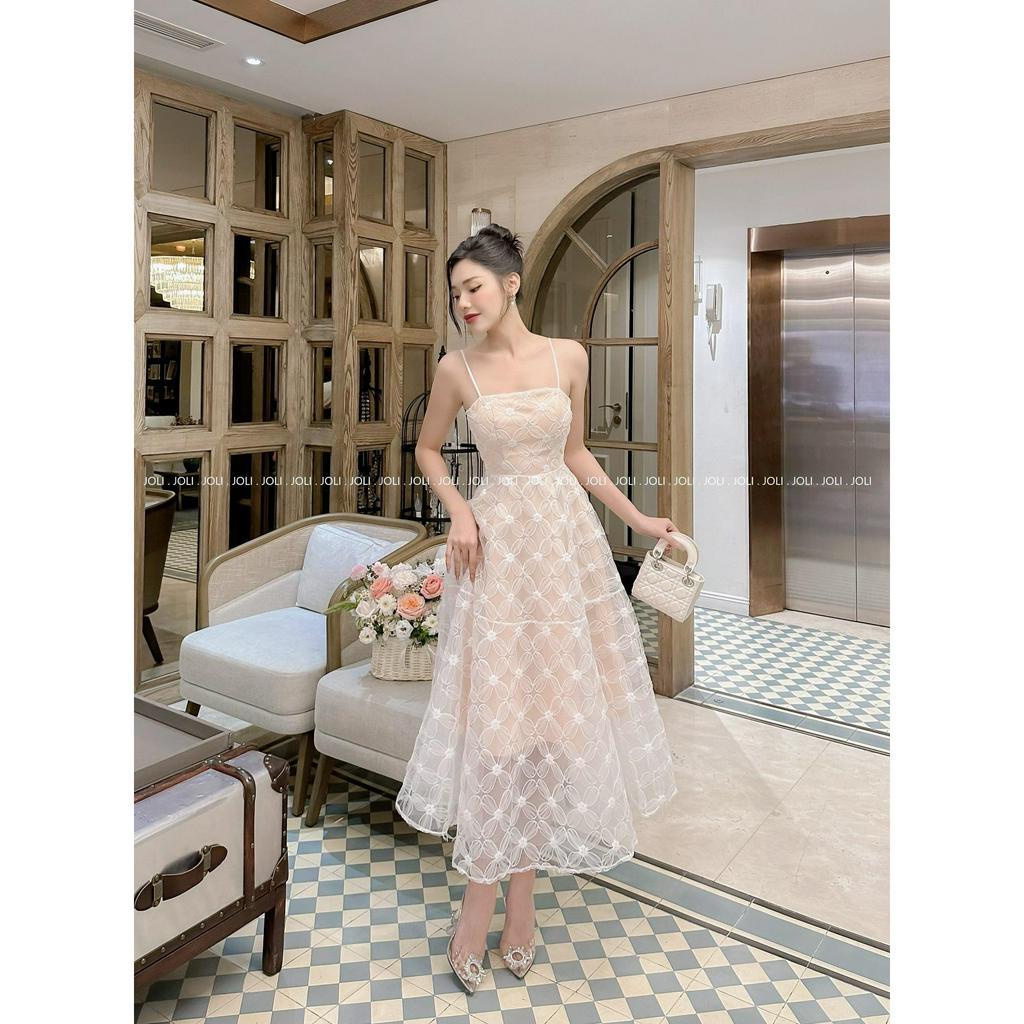Váy thiết kế dự tiệc ren hoa thêu in nổi cực xinh JOLI
