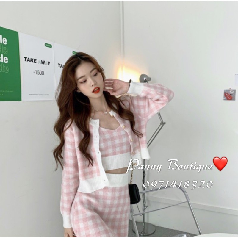 Set bộ 3chi tiết cardigan + áo dây crotop + chân đầm, style ulzzang Hàn Quốc 🌻 Panny Boutique 🌻