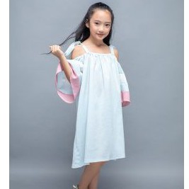 Váy Papa hai dây xanh da trời phối tay LK0245 - Lovekids