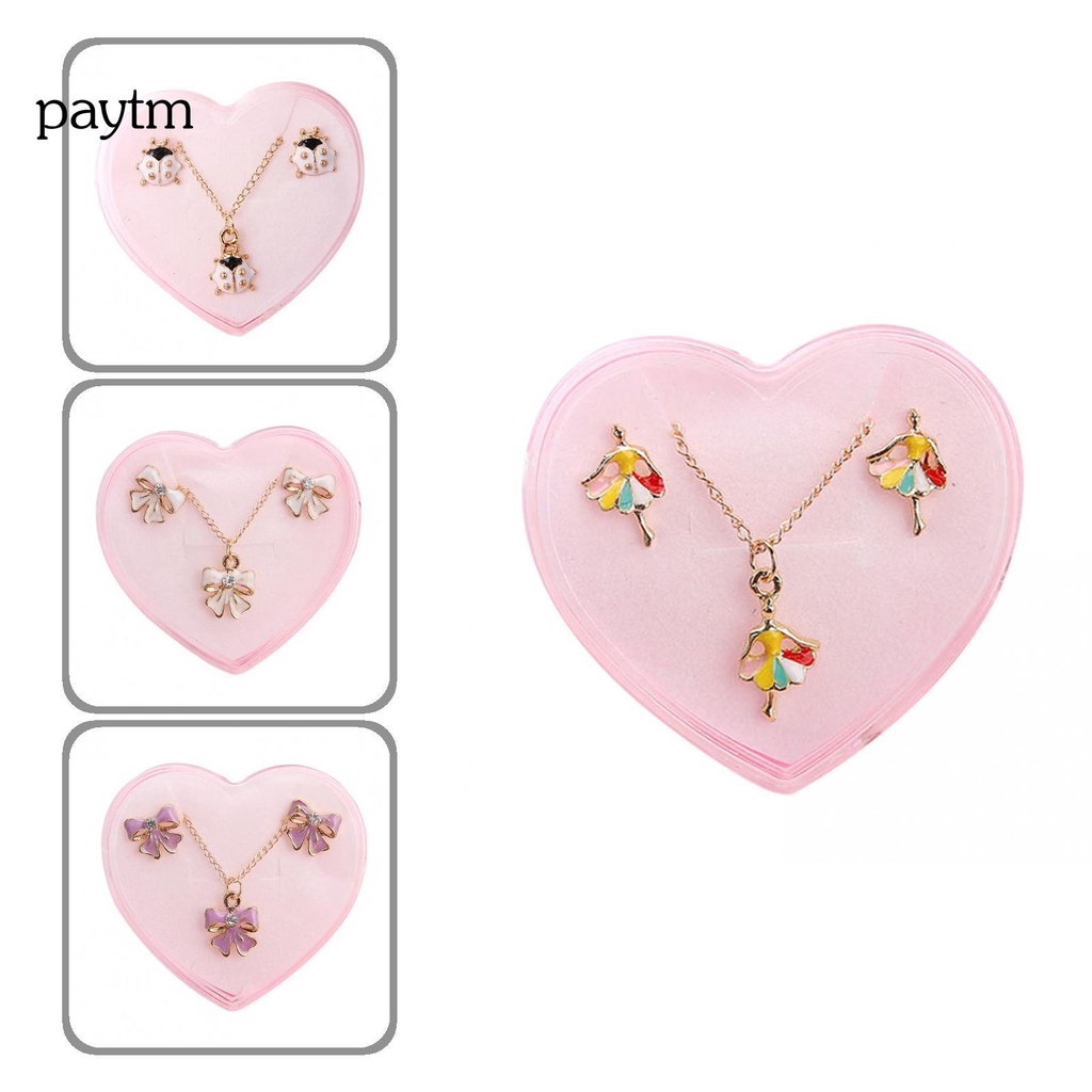 Bộ Vòng cổ + bông tai hình bọ cánh cứng đính nơ dễ thương cho bé gái