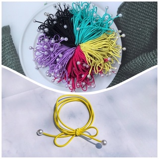 Set 100 dây buộc tóc tai thỏ kết hạt trai mix 5 màu