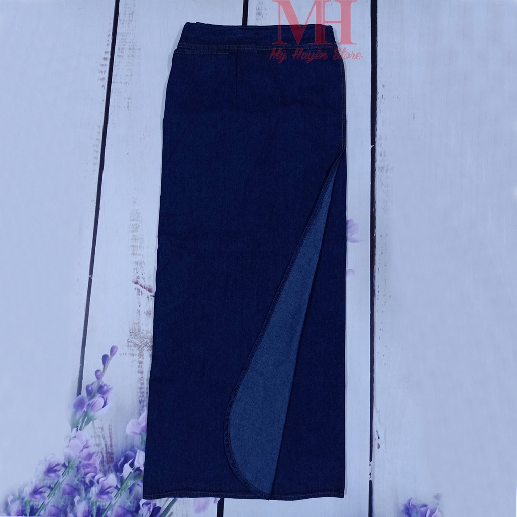 Váy Chống Nắng Xẻ Tà Jean Trơn Cao Cấp Chất Vải Dày Dặn Và Mềm Mại Chống Được Tia UV Đến 100% Kèm Nút Bấm Mỹ Huyền Store
