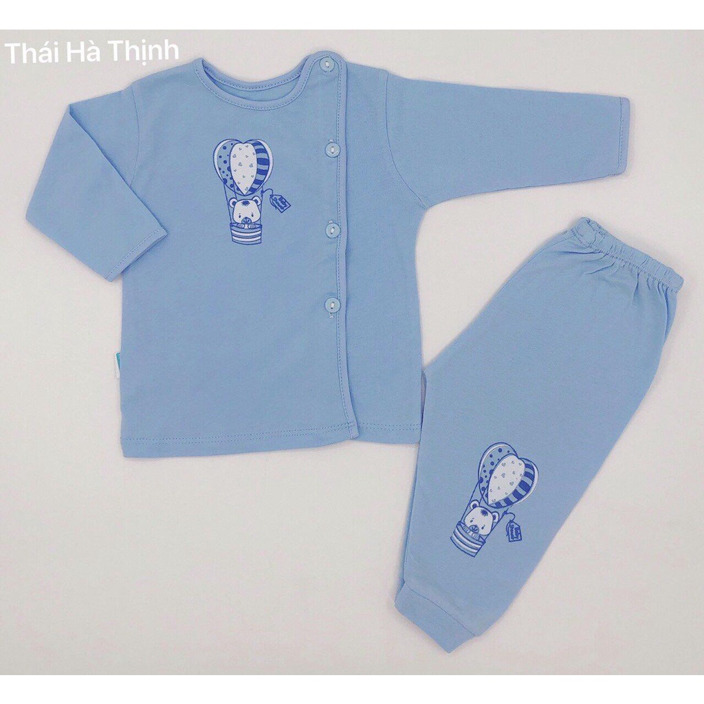 Bộ sơ sinh cúc lệch dài tay cotton cho bé trai gái hàng công ty Thái Hà Thịnh cao cấp