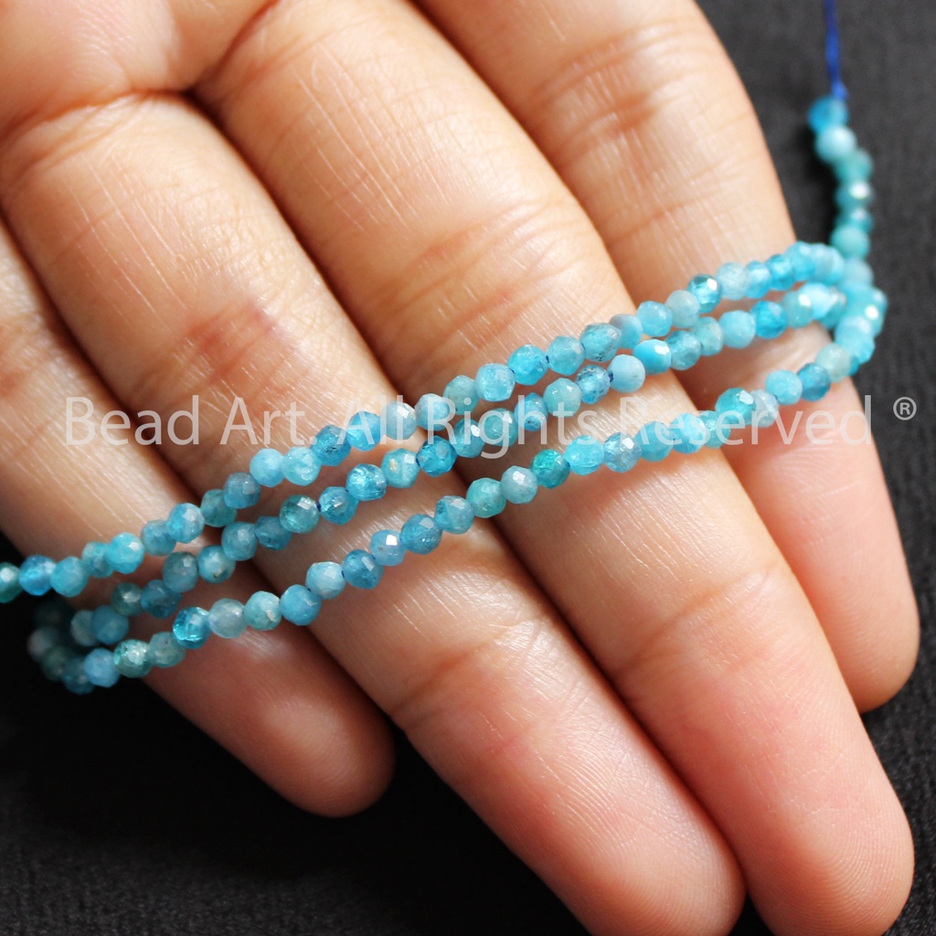 2.8MM Apatite Màu Xanh Biển Giác Cắt A, Thuỷ, Mộc, Đá Phối Vòng Tay Phong Thuỷ, Chuỗi Hạt S50