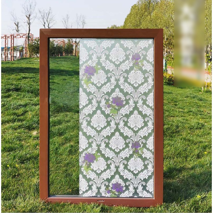 Cuộn 5m dán kính HOA HỒNG TÍM khổ rộng 45cm