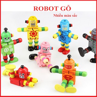 Đồ chơi robot bằng gỗ nhiều màu cho bé