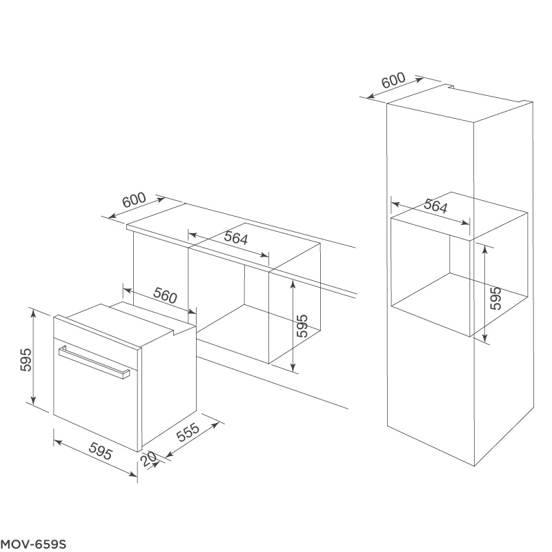 [Mã ELHADEV giảm 4% đơn 300K] [TRẢ GÓP 0%] Lò Nướng Âm Tủ Malloca MOV-659S - 9 Chức Năng - Dung Tích 70L