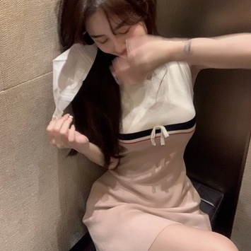 Đầm ZHELIHANGFEI không tay dệt kim ôm dáng vừa vặn trẻ trung quyến rũ dành cho nữ