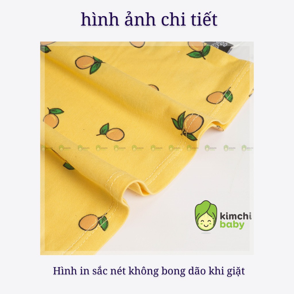 Đồ Bộ Bé Trai, Bé Gái KIMCHIBABY Vải Thun Lạnh Họa Tiết Trái Đào Dễ Thương, Bộ Cộc Tay Cho Bé Mặc Nhà Minky Mom KW2106