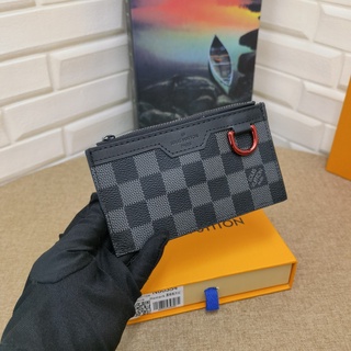 Ví da louis vuitton cầm tay có khóa bấm in logo lv sang trọng thời trang cho nam và nữ