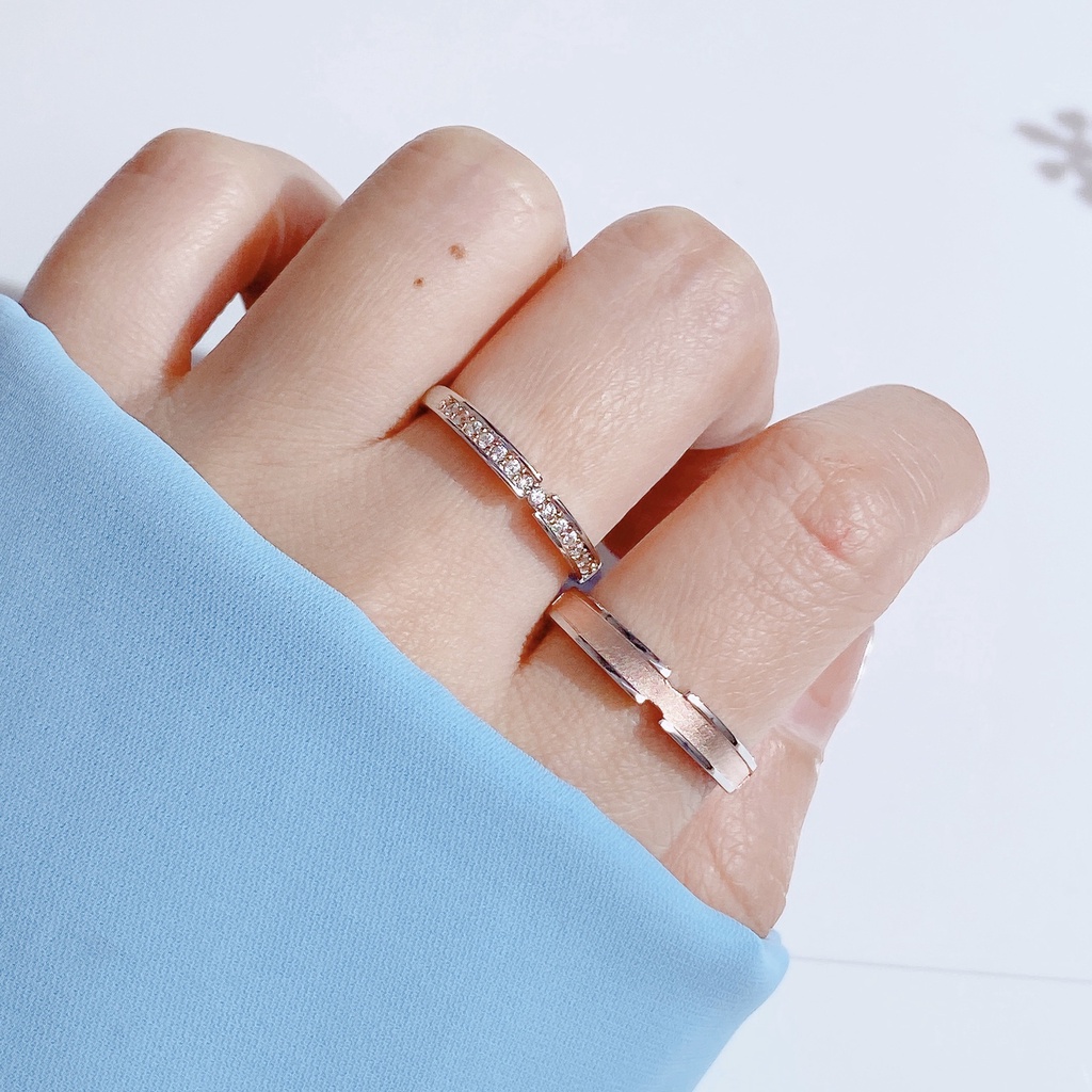 Nhẫn Đính Hôn Mạ Bạc 925 Cho Cặp Đôi