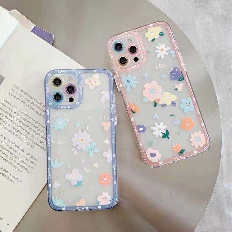 Ốp Điện Thoại TPU Mềm Trong Suốt Họa Tiết Hoa Cho Iphone 14 13 12 11 Pro mini 8 7 6 6s Plus X XS Max XR