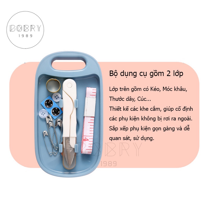 Bộ Hộp Kim Chỉ Đa Năng, cao cấp, đầy đủ các dụng cụ Kéo, Thước dây, Kim, Chỉ... tiện dụng cho việc may vá dễ dàng