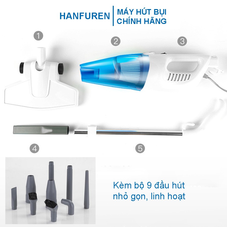 [HANFUREN] Máy Hút Bụi Gia Đình Cầm Tay HANFUREN LF-07A Công Suất 600W Lực Hút 15000Pa Kèm 9 Đầu Hút Bảo Hành 6 Tháng | BigBuy360 - bigbuy360.vn