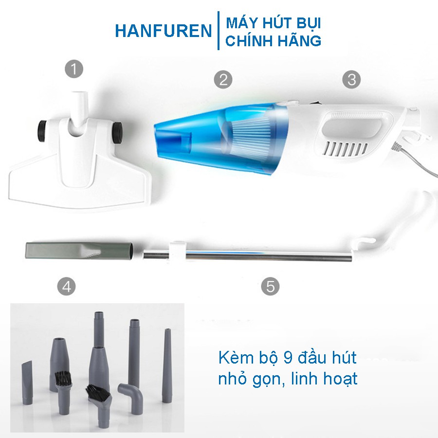 [HANFUREN] Máy Hút Bụi Gia Đình Cầm Tay HANFUREN LF-07A Công Suất 600W Lực Hút 15000Pa Kèm 9 Đầu Hút Bảo Hành 6 Tháng | WebRaoVat - webraovat.net.vn