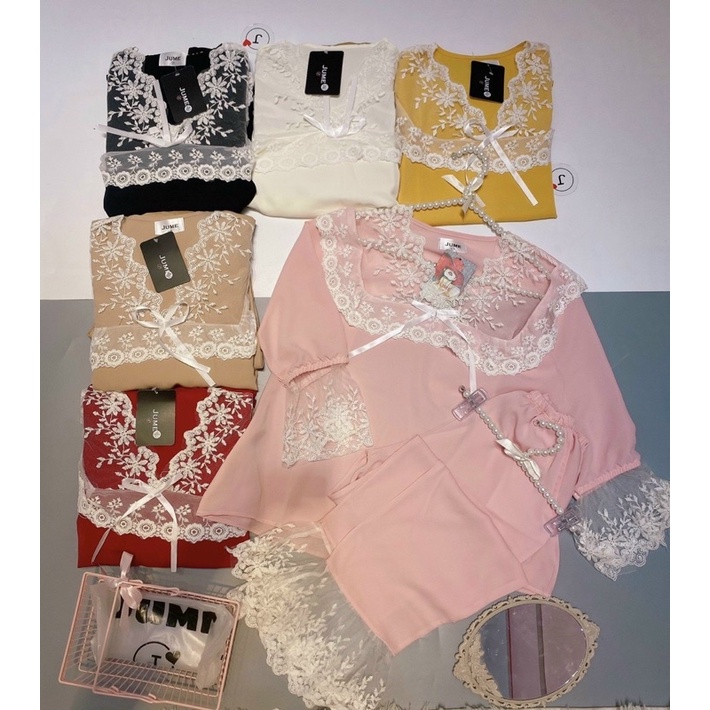 (Dưới 62kg) Đồ bộ pijama LỤA mặc nhà phối ren tiểu thư cổ vuông tay dài quần dài