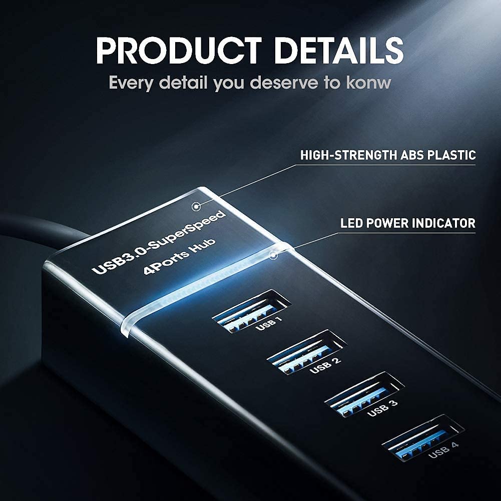 Bộ Chia 4 Cổng USB 2.0 3.0 Tốc Độ Cao Cho Máy Tính Bàn Mac Laptop Notebook