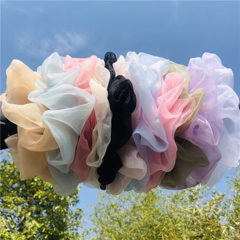 Fashion Oversized Satin Mesh hair ring / Fairy chiffon Large intestine circle hair rope