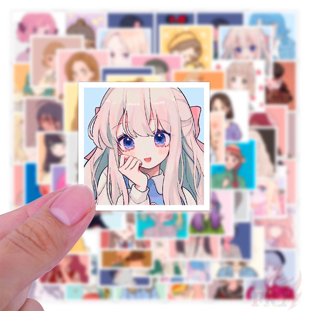Set 60 Miếng Dán Họa Tiết Cô Gái Xinh Đẹp Không Thấm Nước DIY Xinh Xắn