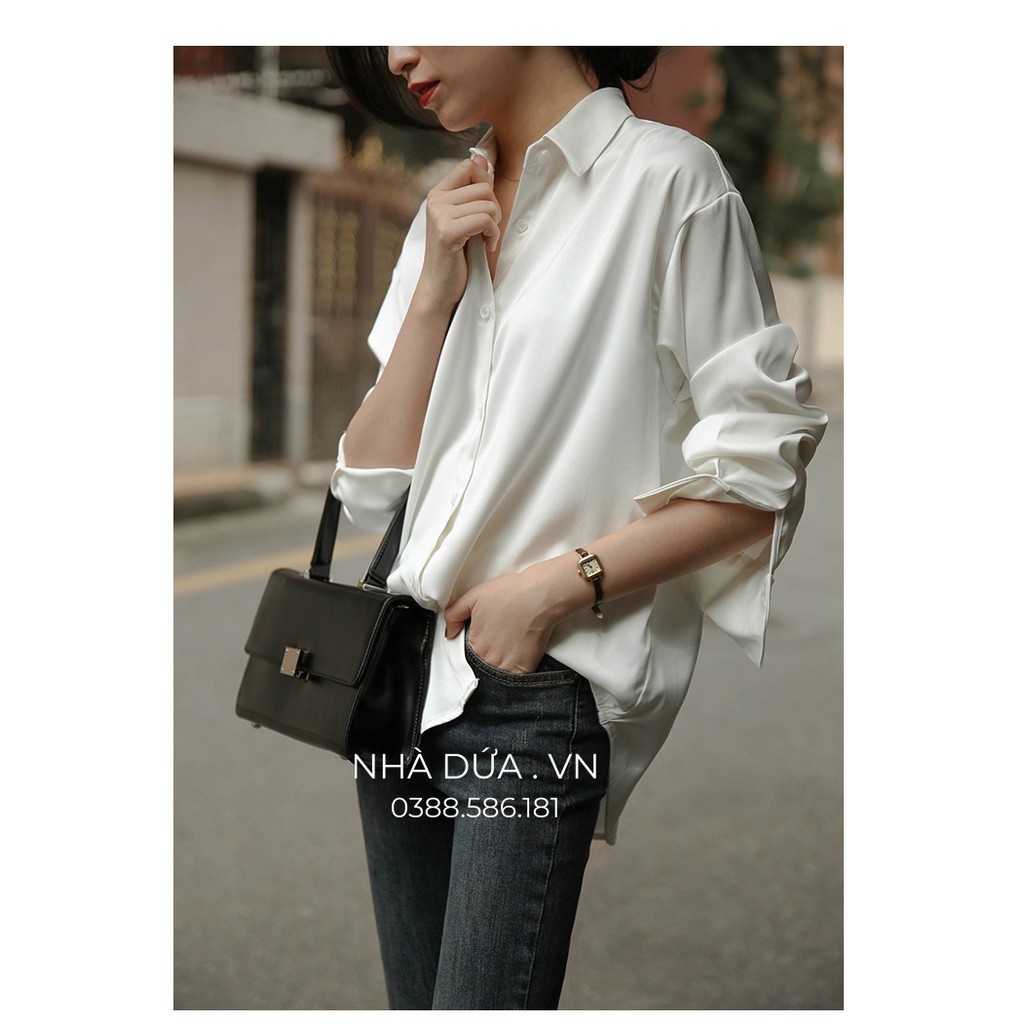 [HÌNH THẬT+VIDEO] Áo sơ mi nữ dài tay chất lụa siêu đẹp mặc công sở đi học đi chơi - phong cách hàn quốc | BigBuy360 - bigbuy360.vn