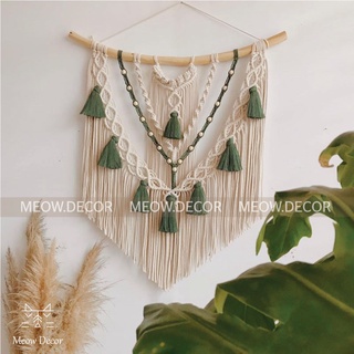 Mành macrame phối 2 màu phong cách boho treo tường trang trí nhà cửa, homestay, quán cafe (W80)