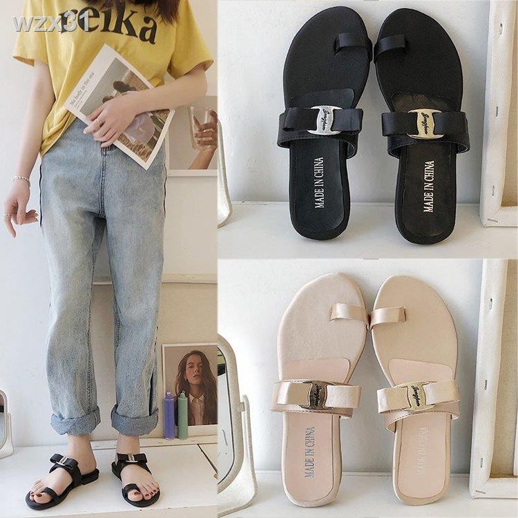 ♙▼Dép Xăng Đan Xỏ Ngón Đính Nơ Kiểu Cổ Điển Xinh Xắn