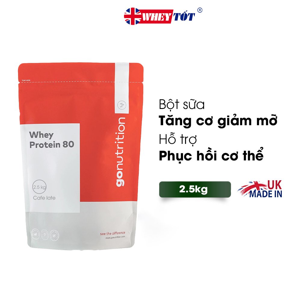 Combo Sữa tăng cơ - Whey protein 80 - Go Nutrition - 2,5 kg 100 lần dùng & Bình lắc