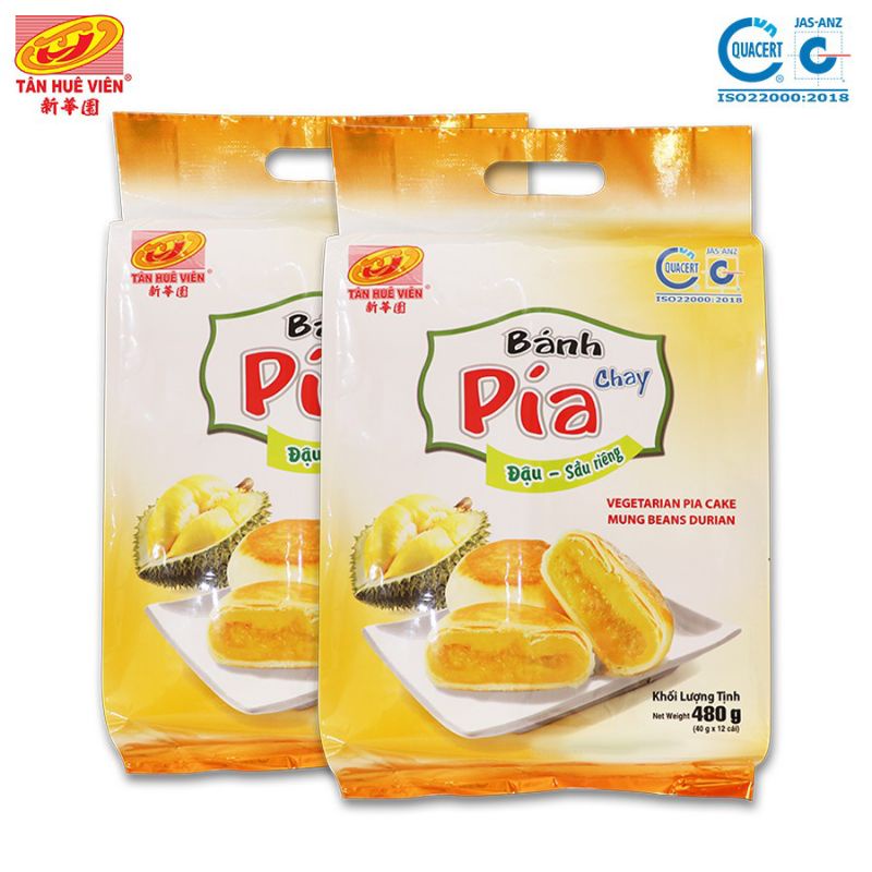 Sỉ 1 túi bánh pía Tân Huê viên đậu sầu riêng chay 12 cái