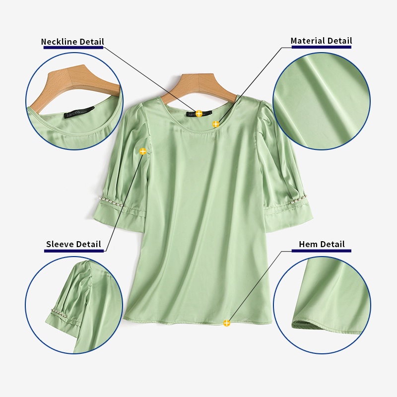 Zanzea Áo Sơ Mi Tay Lửng Vải Satin Thời Trang Dành Cho Nữ