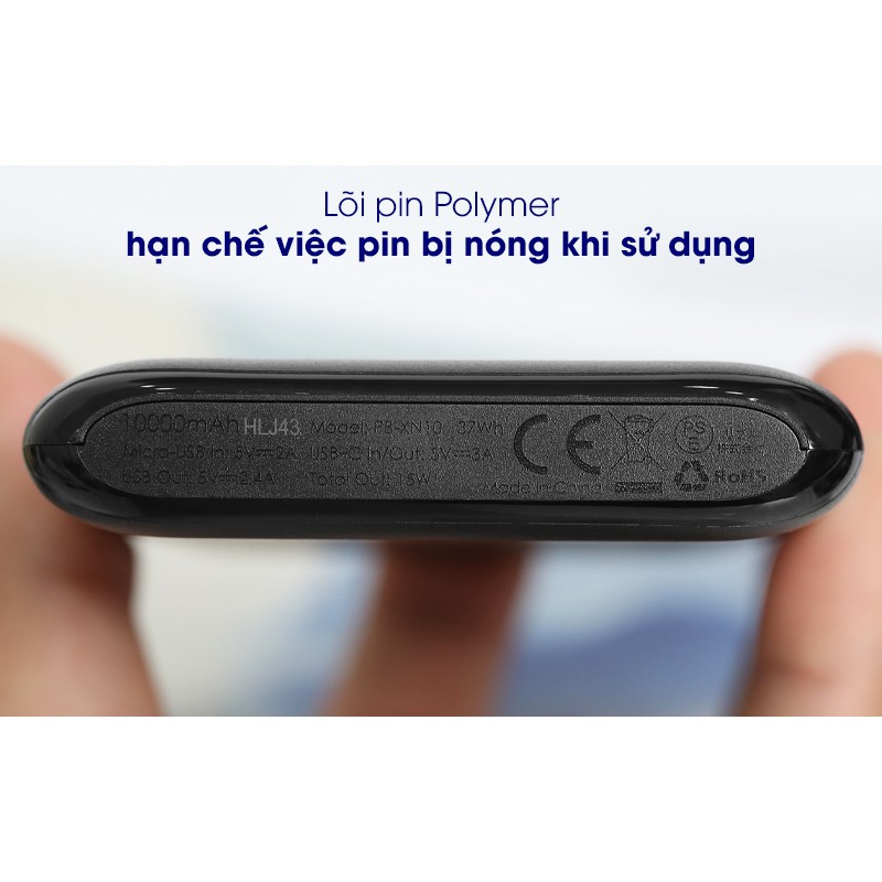 Pin sạc dự phòng Polymer 10.000mAh Type C Aukey PB-XN10 Đen