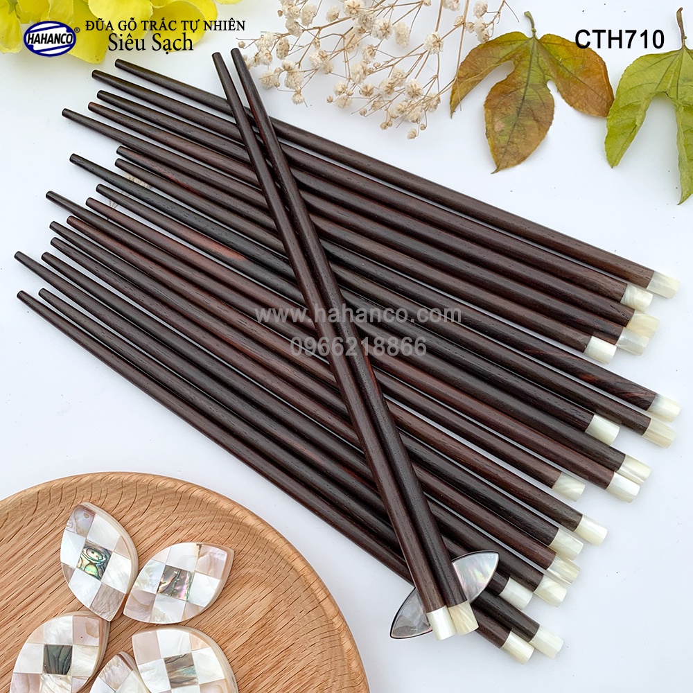 Đũa gỗ Trắc Đầu 1cm Ốc Biển New Zealand Cao Cấp HAHANCO (Hộp 10 đôi) Siêu Sạch- CTH710